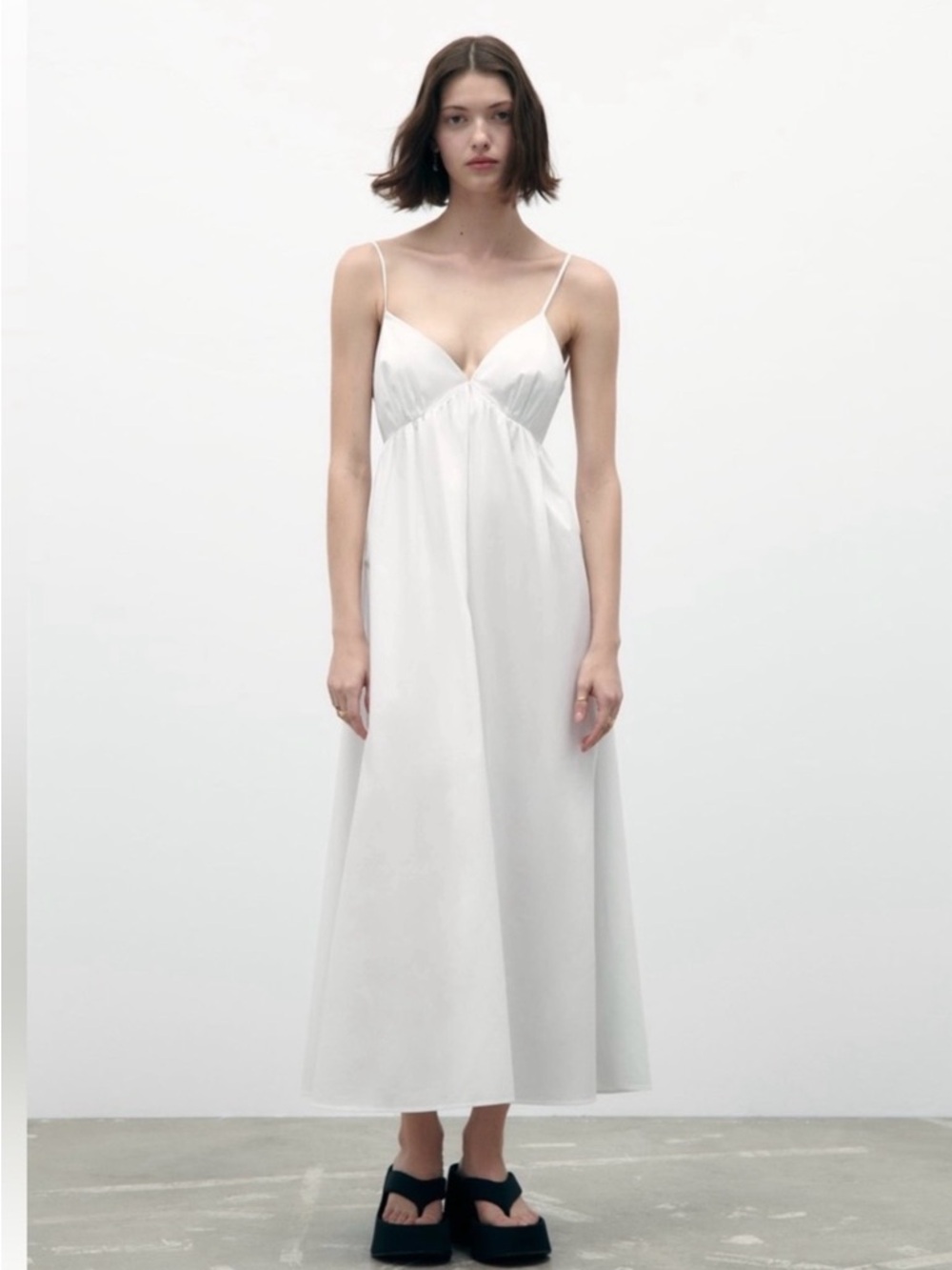 Zara White Midi Topcoat Dress. ( Open Back )